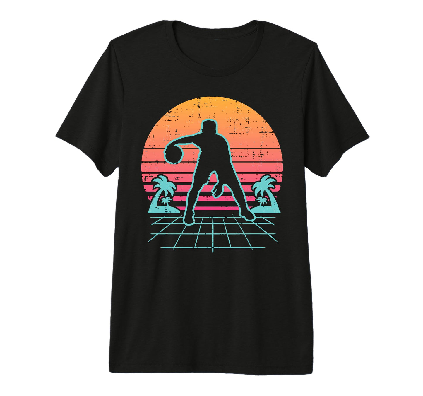 Basketball Vaporwave Aesthetic 80S T-Shirt - Custom Art Print for Adults - T-Shirt, Sweatshirt, Hoodie