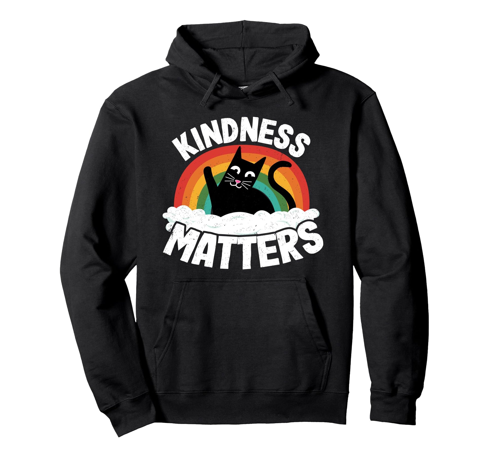 Cat Anti Bullying Rainbow Kindness Hoodie - Casual Everyday Wear Men Women - T-Shirt, Sweatshirt, Hoodie