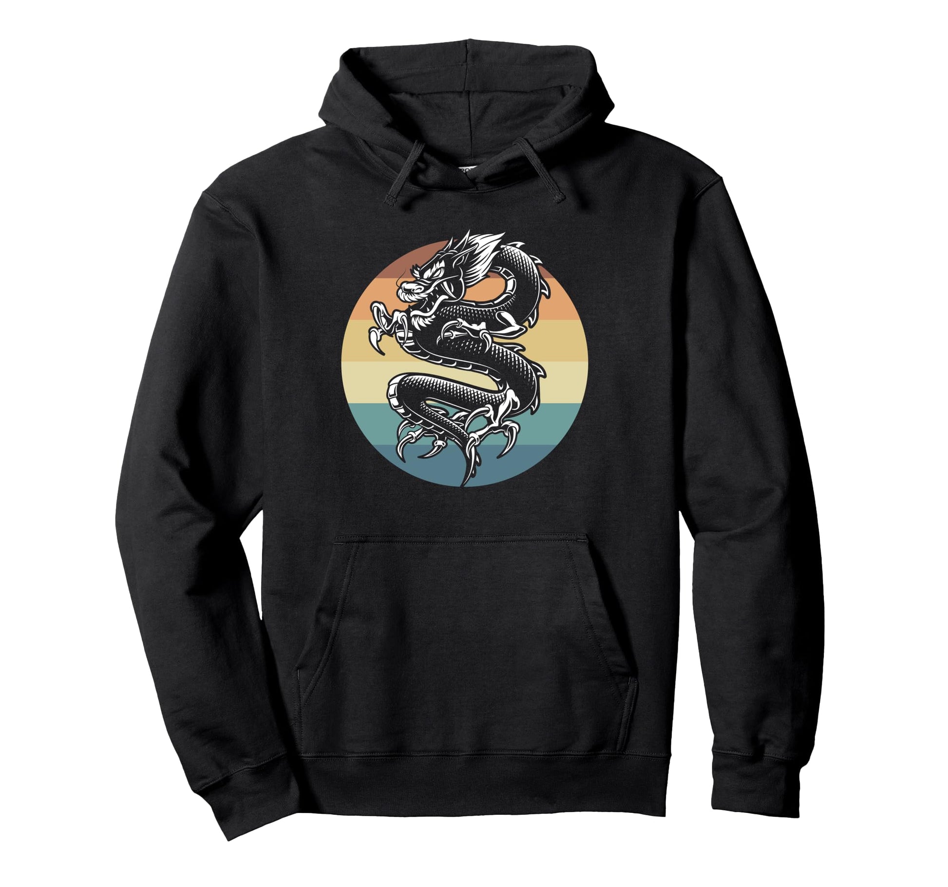 Dragon Art Rainbow Stripes Hoodie - Unique Graphic for Adults - T-Shirt, Sweatshirt, Hoodie