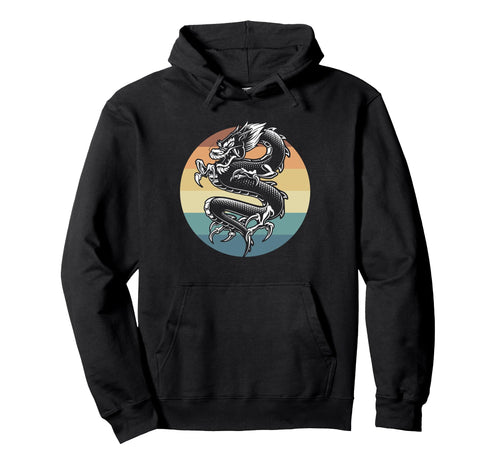 Dragon Art Rainbow Stripes Hoodie - Unique Graphic for Adults - T-Shirt, Sweatshirt, Hoodie