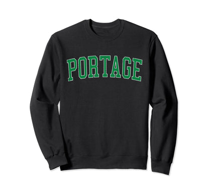 Portage Wi Distressed Green Varsity Sweatshirt - Custom Art Print Men Women - T-Shirt, Sweatshirt, Hoodie