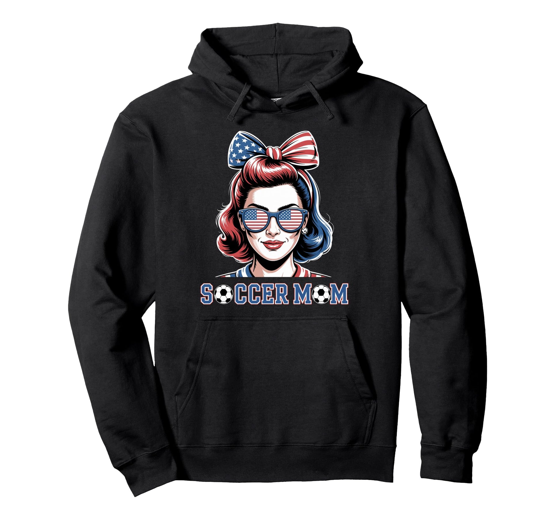 Patriotic Soccer Mom American Flag Hoodie - Aesthetic Graphic Unisex - T-Shirt, Sweatshirt, Hoodie