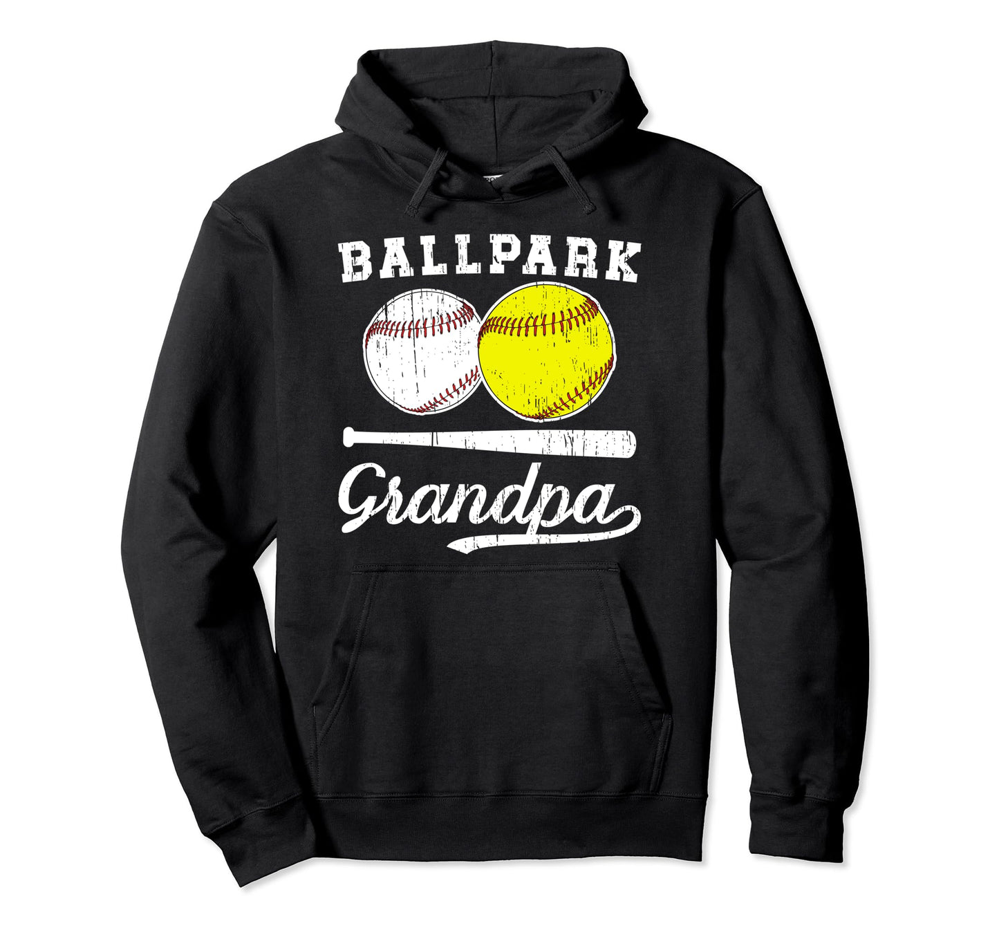 Ballpark Grandpa Softball Baseball Hoodie - Trendy Graphic Men Women - T-Shirt, Sweatshirt, Hoodie