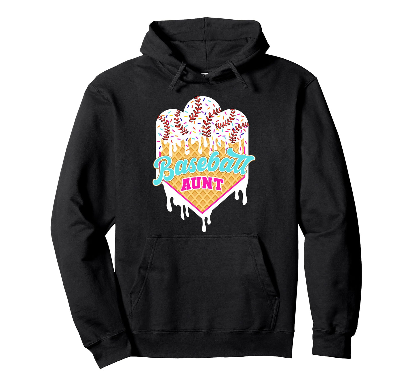 Baseball Aunt Ice Cream Drip Sweet Hoodie - Novelty Apparel Unisex - T-Shirt, Sweatshirt, Hoodie