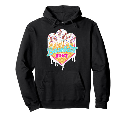 Baseball Aunt Ice Cream Drip Sweet Hoodie - Novelty Apparel Unisex - T-Shirt, Sweatshirt, Hoodie