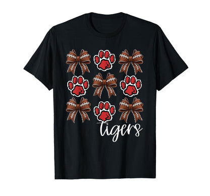 Tigers Football Mom Coquette Bows T-Shirt - Streetwear Style Men Women - T-Shirt, Sweatshirt, Hoodie