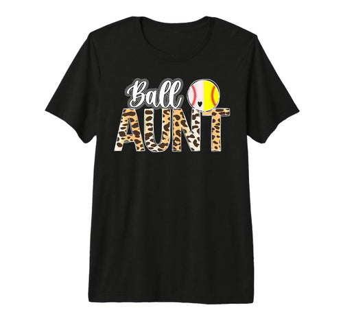 Ball Aunt Leopard Softball Baseball Aunt T-Shirt - Unique Graphic Unisex - T-Shirt, Sweatshirt, Hoodie
