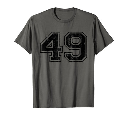 Number 49 Varsity Distressed Sport T-Shirt - Streetwear Style for Adults - T-Shirt, Sweatshirt, Hoodie