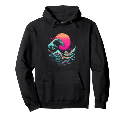Great Wave Off Kanagawa Glitch Aesthetic Hoodie - Graphic Print for Adults - T-Shirt, Sweatshirt, Hoodie