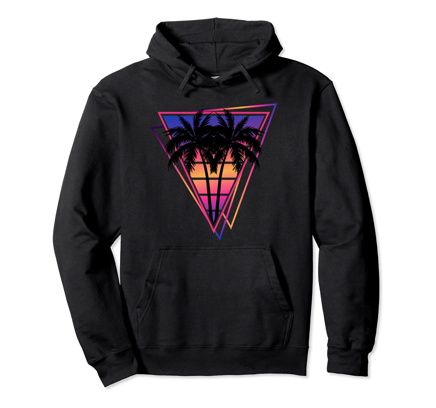 Synthwave Vaporwave Triangle Palm Hoodie - Fun Novelty Design for Adults - T-Shirt, Sweatshirt, Hoodie