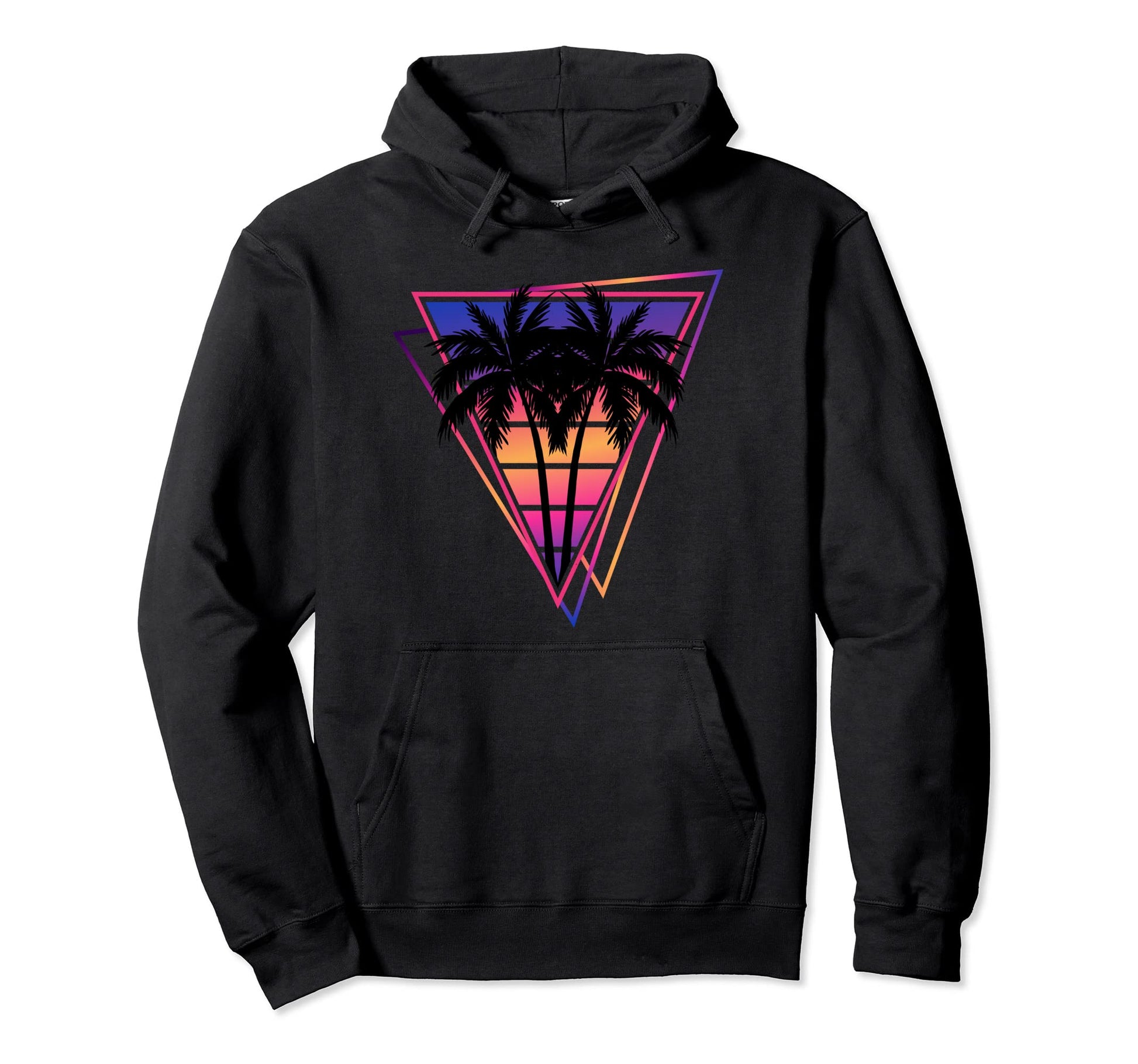 Synthwave Vaporwave Triangle Palm Hoodie - Fun Novelty Design for Adults - T-Shirt, Sweatshirt, Hoodie