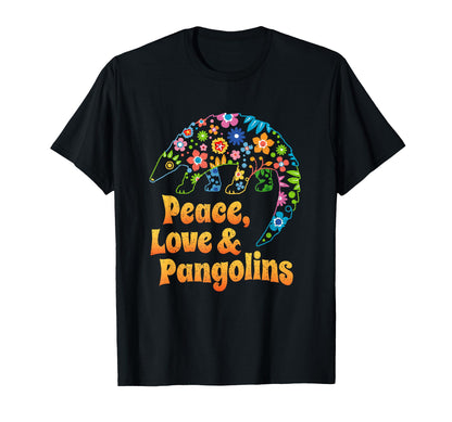Love Pangolins 60S 70S Peace Love T-Shirt - Novelty Apparel for Adults - T-Shirt, Sweatshirt, Hoodie