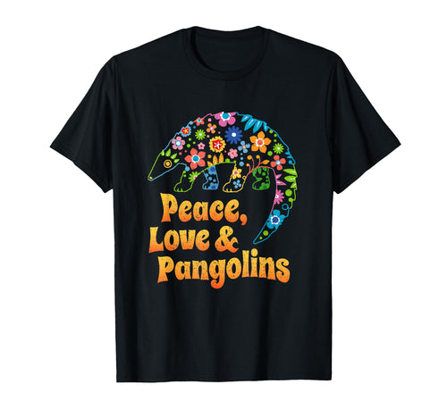 Love Pangolins 60S 70S Peace Love T-Shirt - Novelty Apparel for Adults - T-Shirt, Sweatshirt, Hoodie
