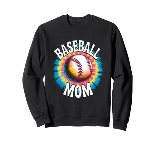 Baseball Mom Tie Dye Colorful Sweatshirt - Casual Everyday Wear Men Women - T-Shirt, Sweatshirt, Hoodie
