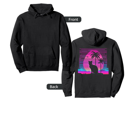 Cat Vaporwave Retrowave Aesthetic Hoodie - Trendy Graphic for Adults - T-Shirt, Sweatshirt, Hoodie