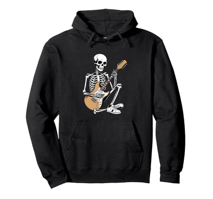 Rock Skeleton Playing Electric Hoodie - Casual Everyday Wear for Adults - T-Shirt, Sweatshirt, Hoodie