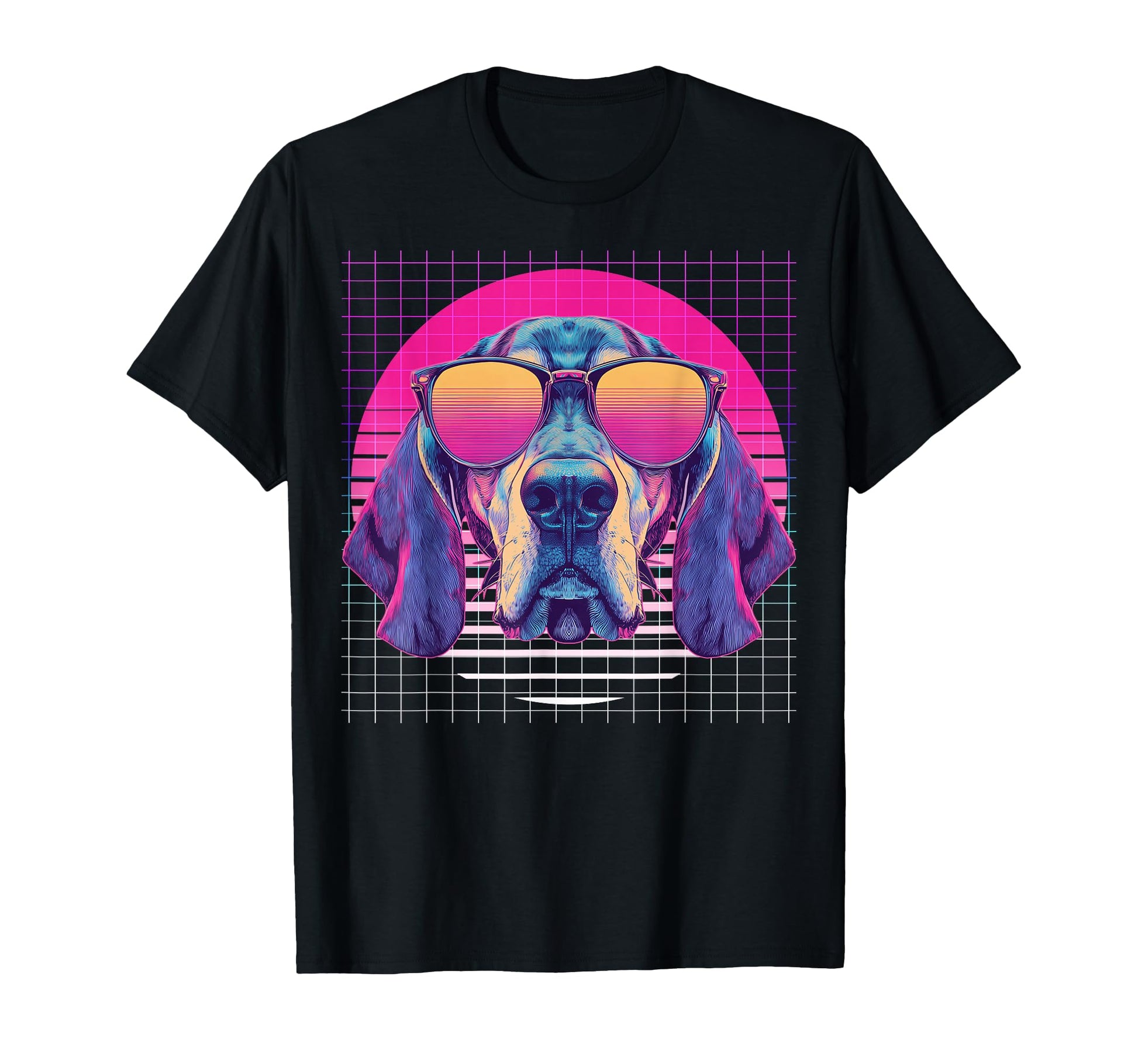 Coonhound Sunglasses Dog Vaporwave T-Shirt - Novelty Apparel Unisex - T-Shirt, Sweatshirt, Hoodie