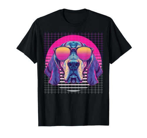 Coonhound Sunglasses Dog Vaporwave T-Shirt - Novelty Apparel Unisex - T-Shirt, Sweatshirt, Hoodie