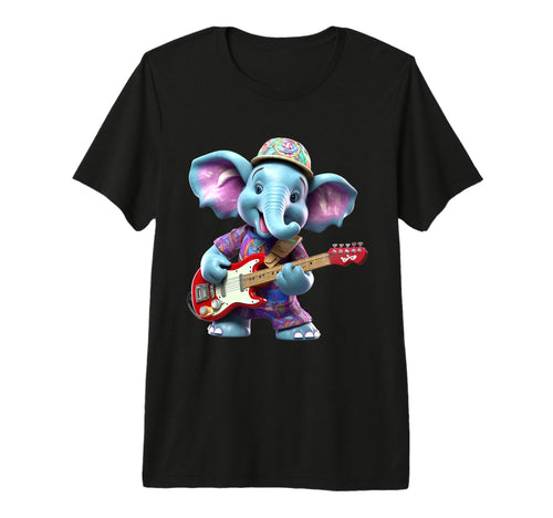Elephant Rocker Playing Electric T-Shirt - Fun Novelty Design Men Women - T-Shirt, Sweatshirt, Hoodie