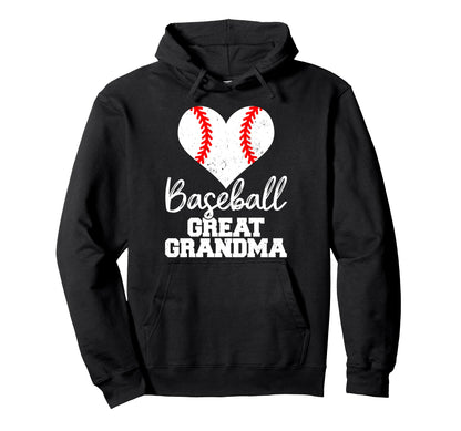 Baseball Great Grandma Heart Funny Hoodie - Aesthetic Graphic for Adults - T-Shirt, Sweatshirt, Hoodie