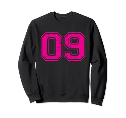 Number 09 Varsity Distressed Sport Sweatshirt - Aesthetic Graphic Unisex - T-Shirt, Sweatshirt, Hoodie