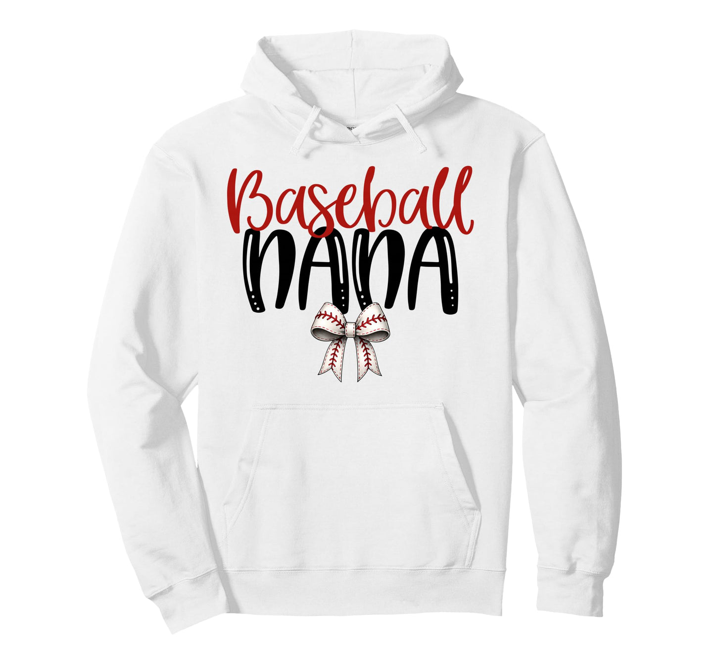 Baseball Nana Coquette Bow Game Day Hoodie - Custom Art Print for Adults - T-Shirt, Sweatshirt, Hoodie