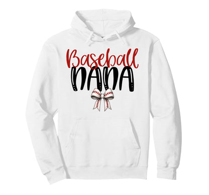 Baseball Nana Coquette Bow Game Day Hoodie - Custom Art Print for Adults - T-Shirt, Sweatshirt, Hoodie