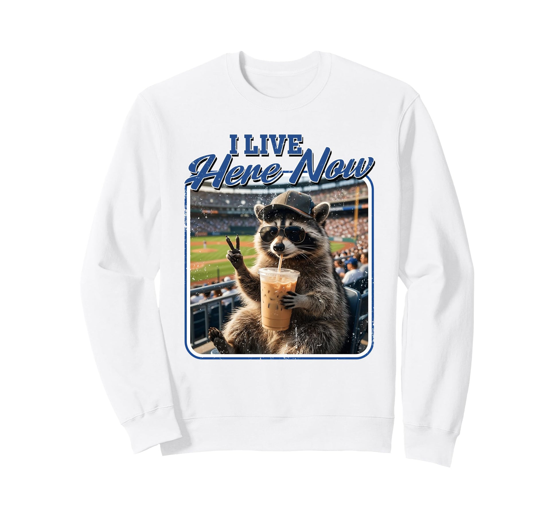 Softball Baseball Lovers Racoon Coffee Sweatshirt - Trendy Graphic Unisex - T-Shirt, Sweatshirt, Hoodie