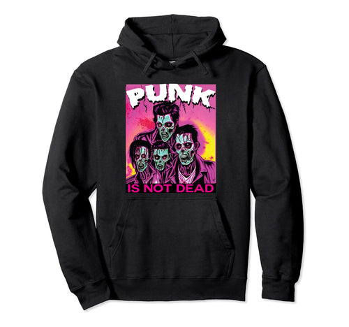 Punk Is Not Dead Synthwave Vaporwave Hoodie - Unique Graphic Unisex - T-Shirt, Sweatshirt, Hoodie
