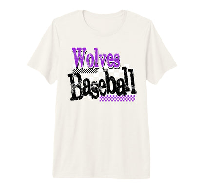 Wolves Checkered Baseball Mom Game T-Shirt - Aesthetic Graphic for Adults - T-Shirt, Sweatshirt, Hoodie