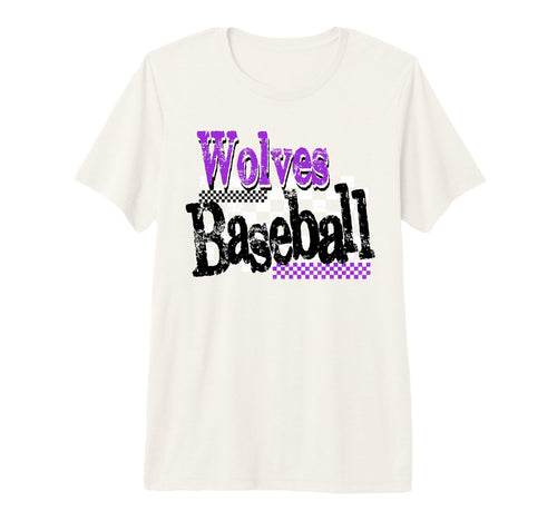 Wolves Checkered Baseball Mom Game T-Shirt - Aesthetic Graphic for Adults - T-Shirt, Sweatshirt, Hoodie