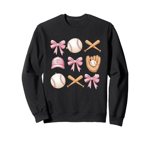 Baseball Coquette Bow Mom Sister Sweatshirt - Custom Art Print for Adults - T-Shirt, Sweatshirt, Hoodie