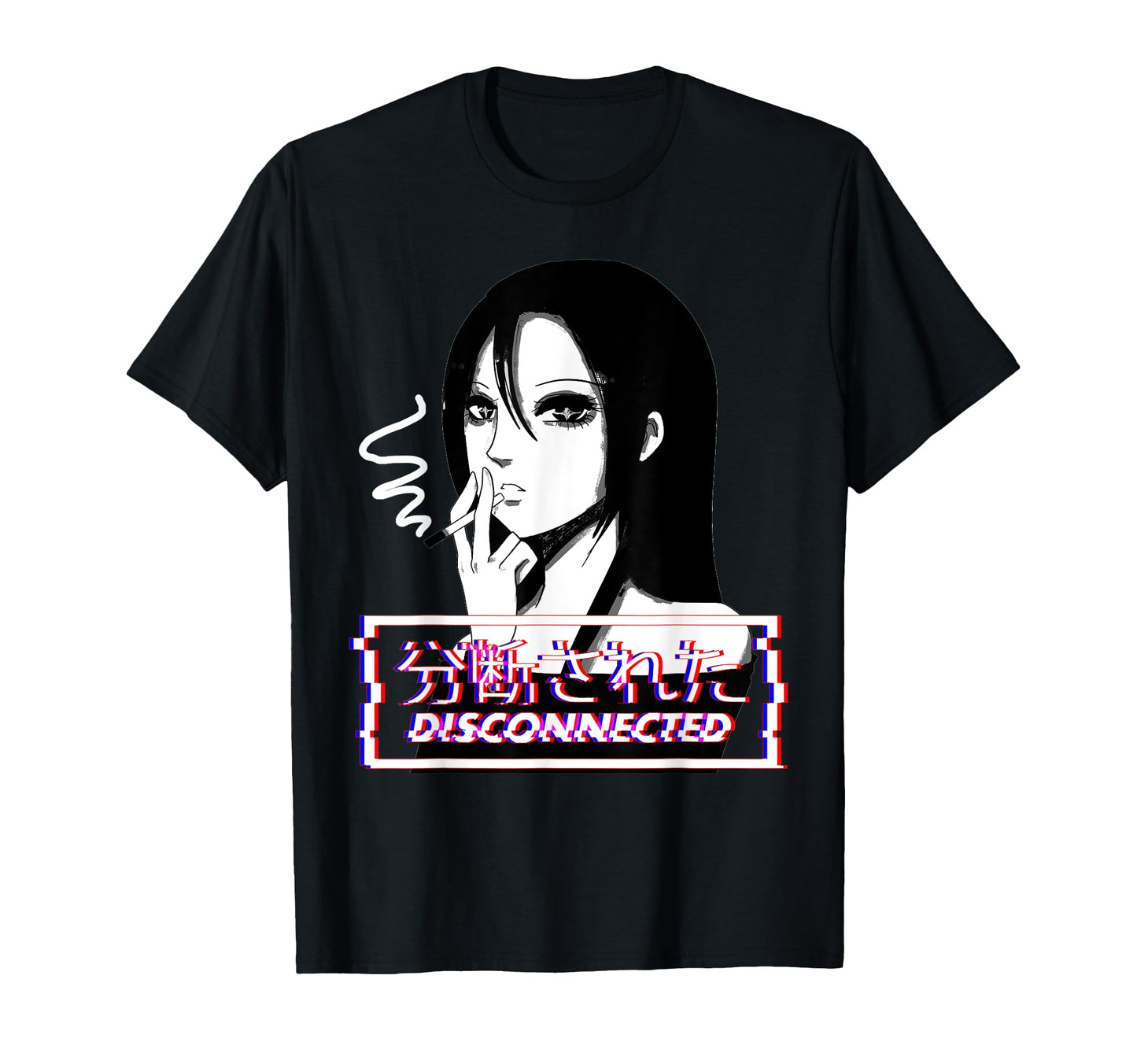 Japanese Sad Smoking Anime Vaporwave T-Shirt - Custom Art Print for Adults - T-Shirt, Sweatshirt, Hoodie