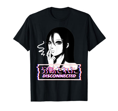 Japanese Sad Smoking Anime Vaporwave T-Shirt - Custom Art Print for Adults - T-Shirt, Sweatshirt, Hoodie