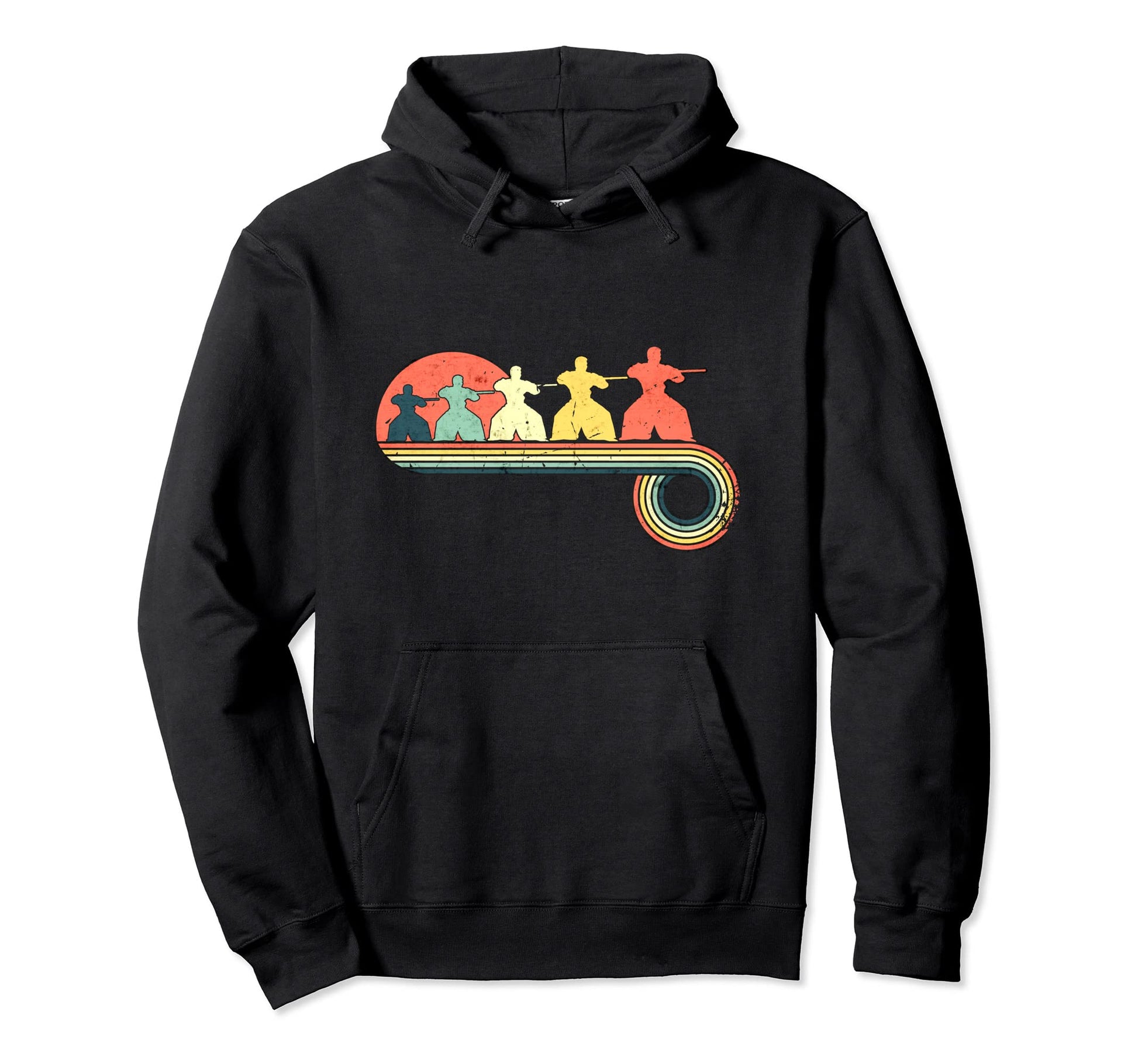 Samurai Sunset Rainbow Hoodie - Minimalist Print Men Women - T-Shirt, Sweatshirt, Hoodie
