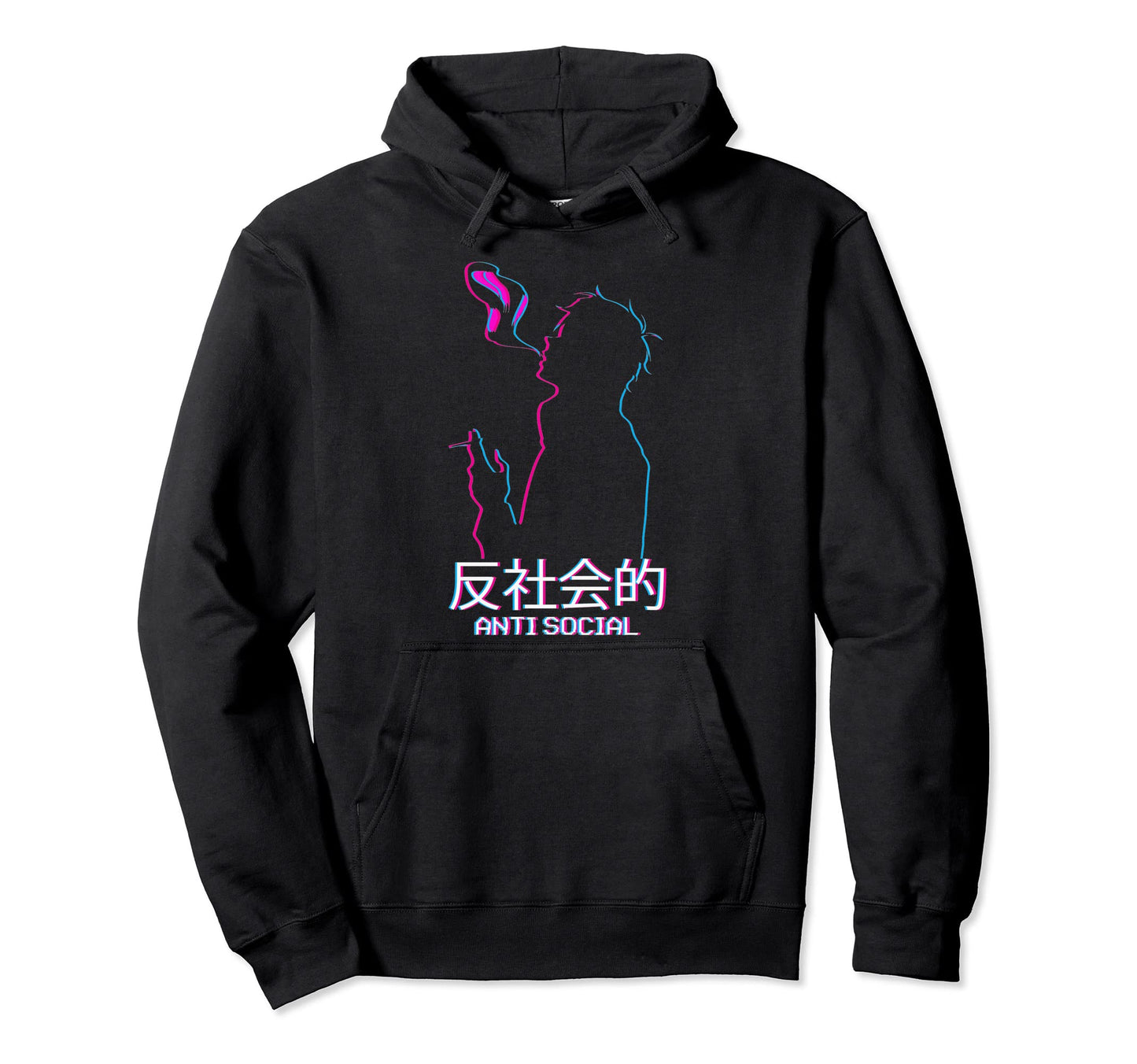 Anti Social Smoking Anime Japanese Hoodie - Trendy Graphic Men Women - T-Shirt, Sweatshirt, Hoodie