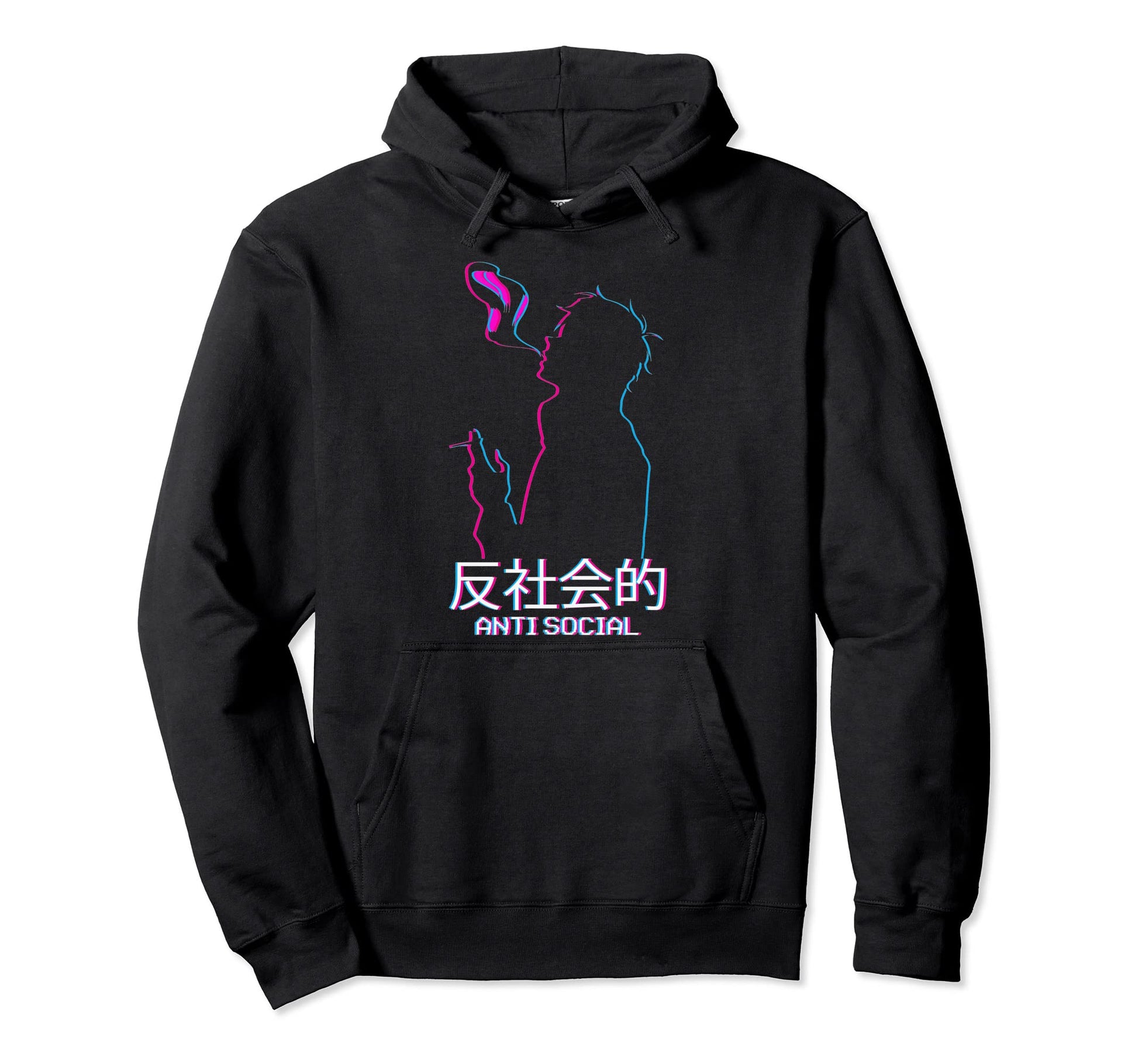 Anti Social Smoking Anime Japanese Hoodie - Trendy Graphic Men Women - T-Shirt, Sweatshirt, Hoodie