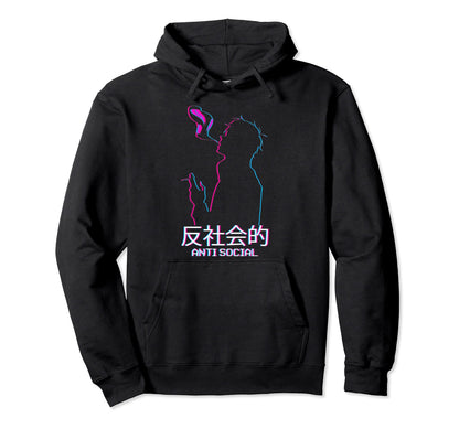 Anti Social Smoking Anime Japanese Hoodie - Trendy Graphic Men Women - T-Shirt, Sweatshirt, Hoodie