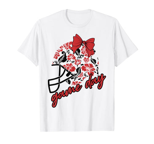 Red Game Day Football Mom Floral Helmet T-Shirt - Novelty Apparel Unisex - T-Shirt, Sweatshirt, Hoodie