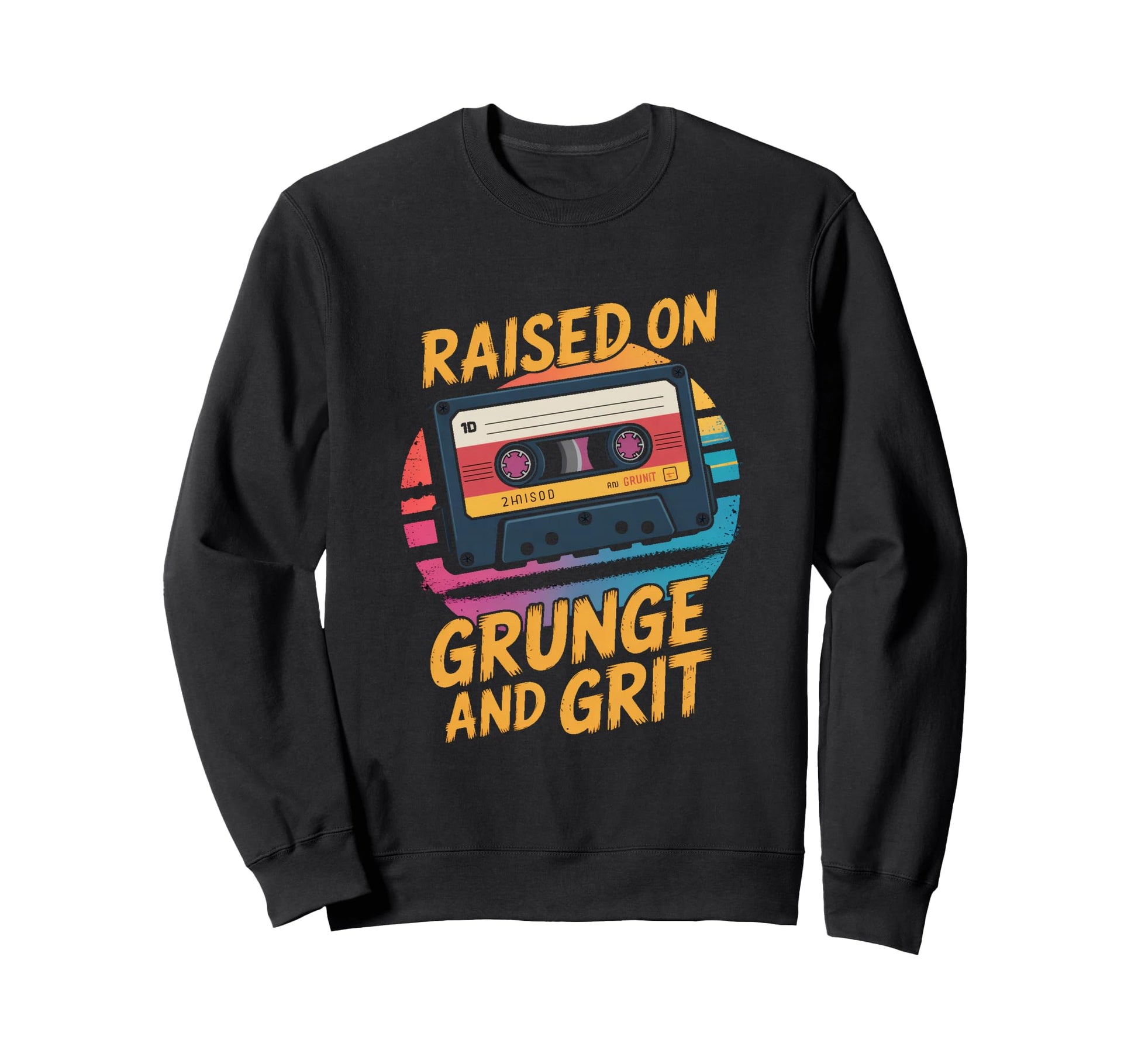 Raised Grunge And Grit Cassette 90S Sweatshirt - Fun Novelty Design Unisex - T-Shirt, Sweatshirt, Hoodie