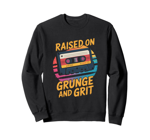 Raised Grunge And Grit Cassette 90S Sweatshirt - Fun Novelty Design Unisex - T-Shirt, Sweatshirt, Hoodie