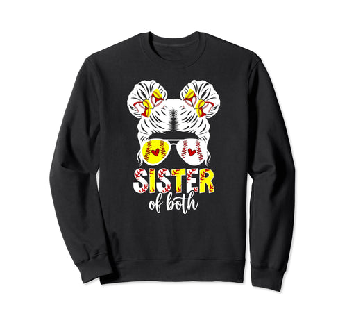Sister Both Messy Bun Baseball Sweatshirt - Trendy Graphic Men Women - T-Shirt, Sweatshirt, Hoodie
