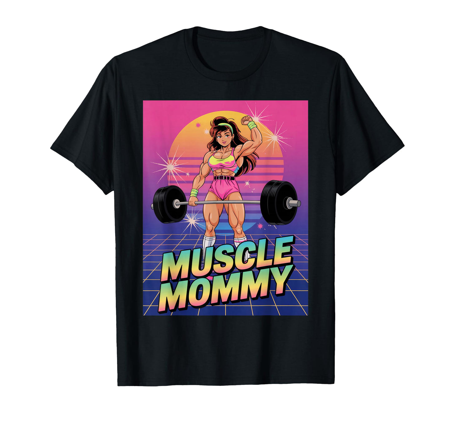 Anime Muscle Mommy Weightlifting T-Shirt - Unique Graphic Men Women - T-Shirt, Sweatshirt, Hoodie