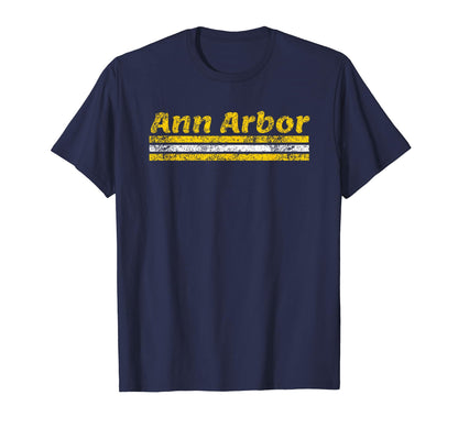 Ann Arbor Michigan Weathered Stripe T-Shirt - Streetwear Style for Adults - T-Shirt, Sweatshirt, Hoodie