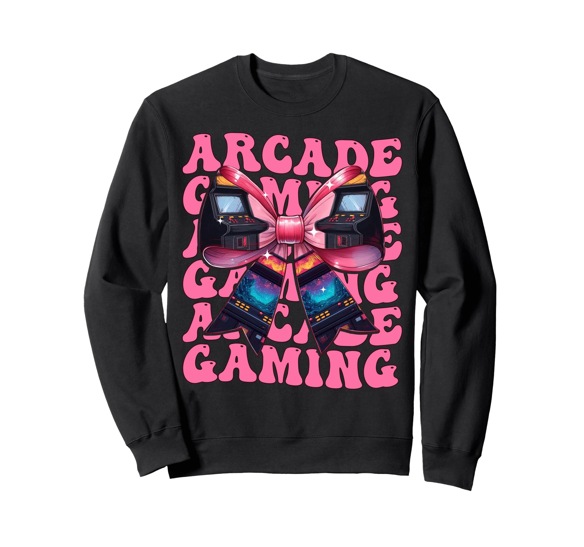Coquette Bow Arcade Gaming Video Sweatshirt - Graphic Print for Adults - T-Shirt, Sweatshirt, Hoodie