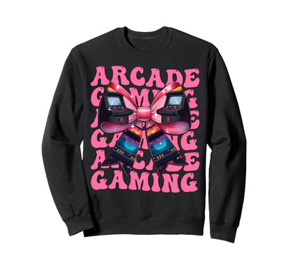 Coquette Bow Arcade Gaming Video Sweatshirt - Graphic Print for Adults - T-Shirt, Sweatshirt, Hoodie