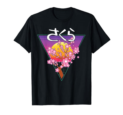 Vaporwave Cherry Blossoms Sakura Tree T-Shirt - Graphic Print for Adults - T-Shirt, Sweatshirt, Hoodie