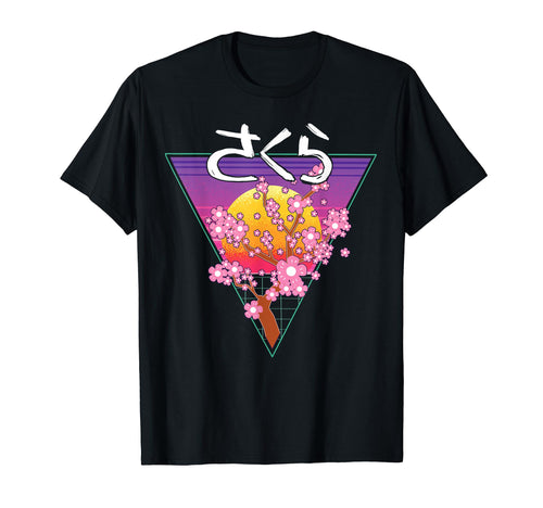 Vaporwave Cherry Blossoms Sakura Tree T-Shirt - Graphic Print for Adults - T-Shirt, Sweatshirt, Hoodie