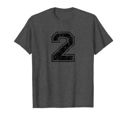Number 2 Two Varsity Distressed T-Shirt - Casual Everyday Wear for Adults - T-Shirt, Sweatshirt, Hoodie