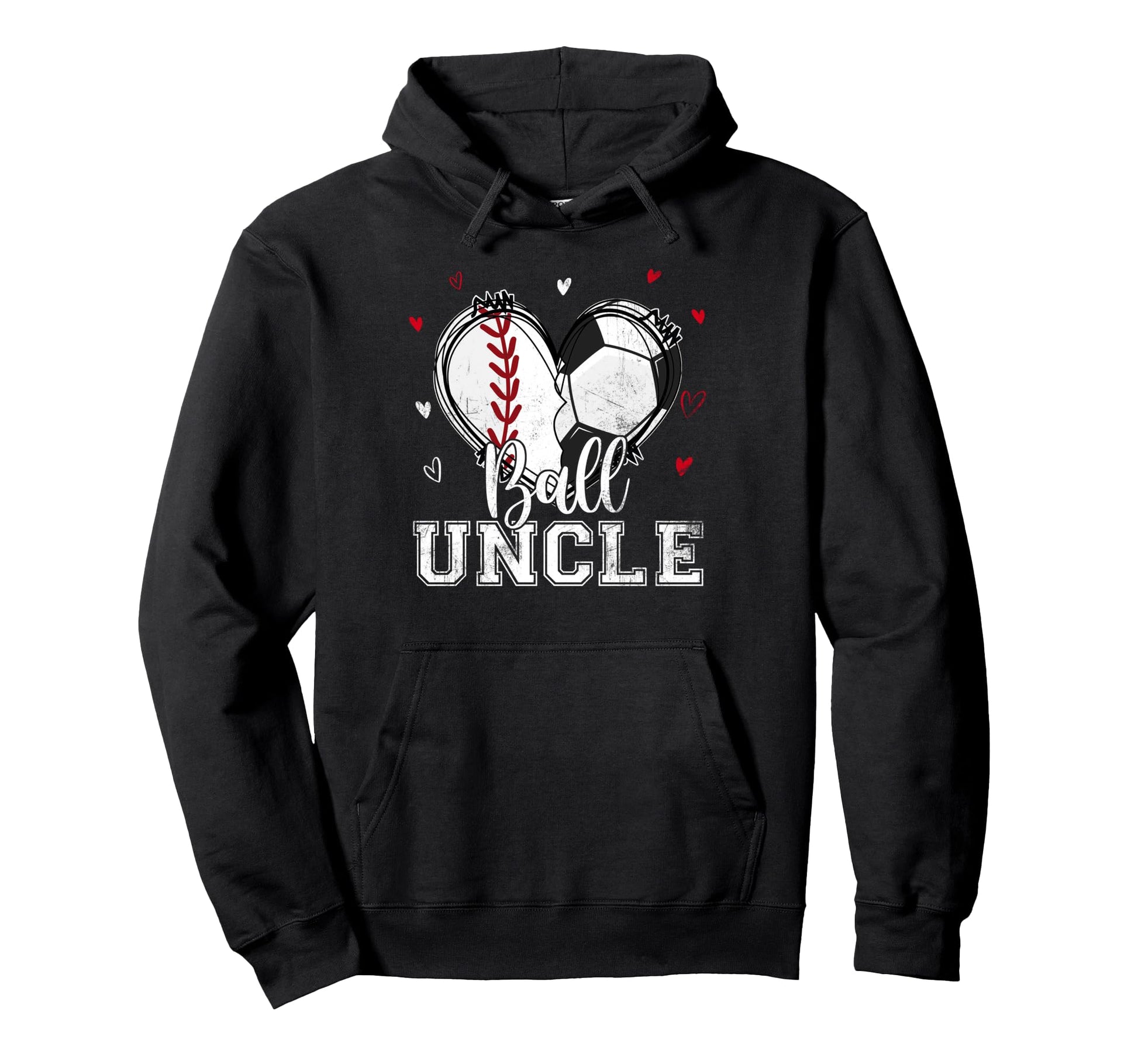 Ball Uncle Baseball Soccer Heart Nana Hoodie - Minimalist Print for Adults - T-Shirt, Sweatshirt, Hoodie